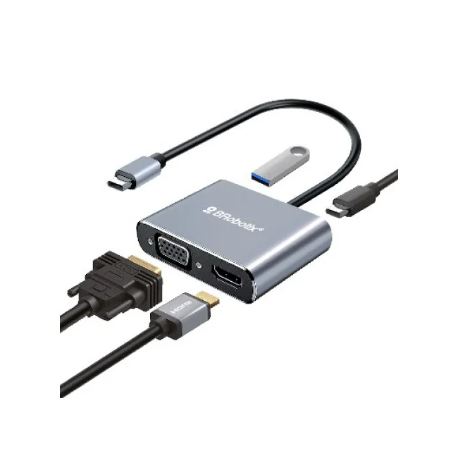 BRobotix 6000687 base para laptop o replicador de puertos USB 3.2 Gen 1 (3.1 Gen 1) Type-C Plata image 3