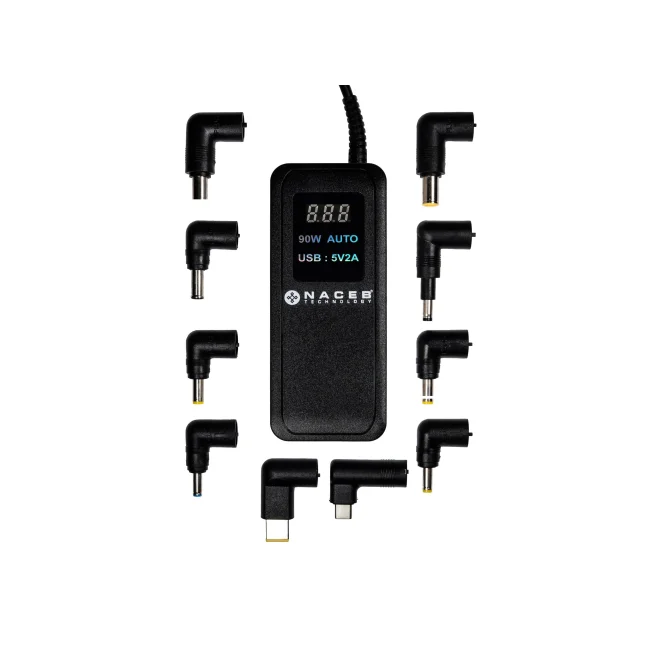 Naceb Technology NA-013 adaptador e inversor de corriente Auto 90 W Negro, Blanco