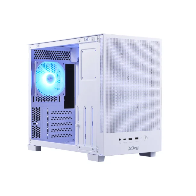 Gabinete GAMER XPG VALOR MESH NANO. Media torre. Paneles de malla con filtros de polvo. Ventilador ARGB 120mm INCLUIDO. BLANCO. VALORMESHNANOMAA-WHCWW