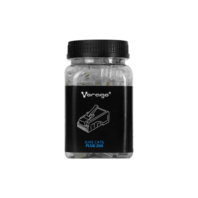 PLUG VORAGO RJ45 CAT6 BOTE 100 PZAS (PLUG-200)