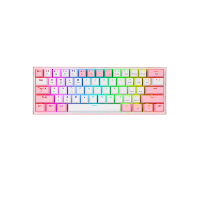 Teclado Mecánico Redragon Fizz Pro White/Pink, Blanco y Rosa