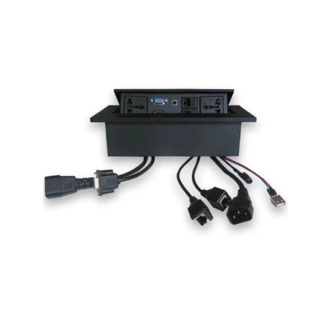 CAJA PARA MESA: HDMI, USB, RJ45 CAT5e, SVGA, 3.5 MM, CORRIENTE. NEGRO