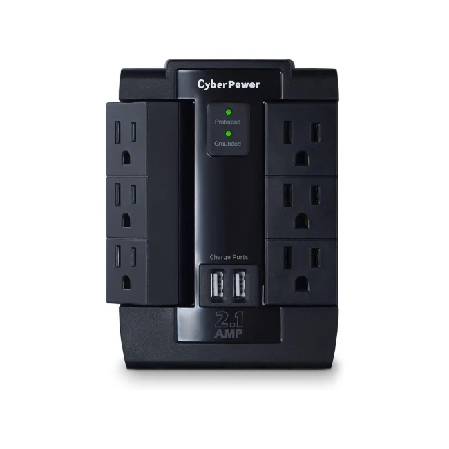 CyberPower P600WSURC1 supresor de picos Negro 6 salidas AC 125 V