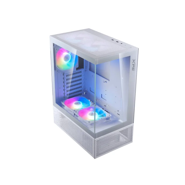 Gabinete GAMER XPG INVADER X MINI. Media torre. Paneles de VIDRIO TEMPLADO de 4mm. Ventiladores incluidos; 5 x 120mm ARGB. BLANCO INVADERXMINIMT-WHCWW