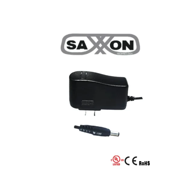 SAXXON PSU12015E - Fuente de Poder Regulada de 12 Vcc 1.5 Amperes/ Conector Macho/ Especial para Camaras de CCTV/ Usos Multiples