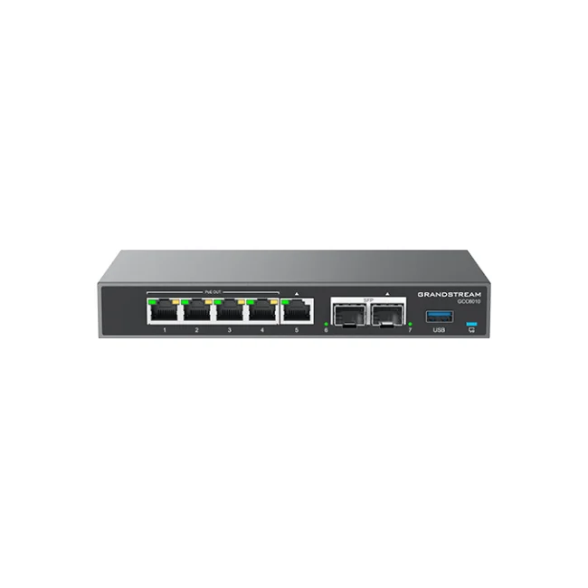 GCC6010, Dispositivo 4 en 1, Conmutador IP, Firewall, Ruteador VPN y Switch, 5xGigaEth, 4xPoE, 2xSFP y 1 USB