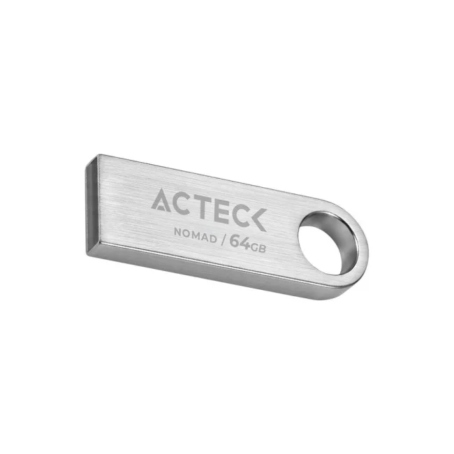 Memoria USB ACTECK 64 GB 2.0 Nomad Metal MUF-64000, Lectura 25 MB/s Escritura 5 MB/s, Metalica Plata