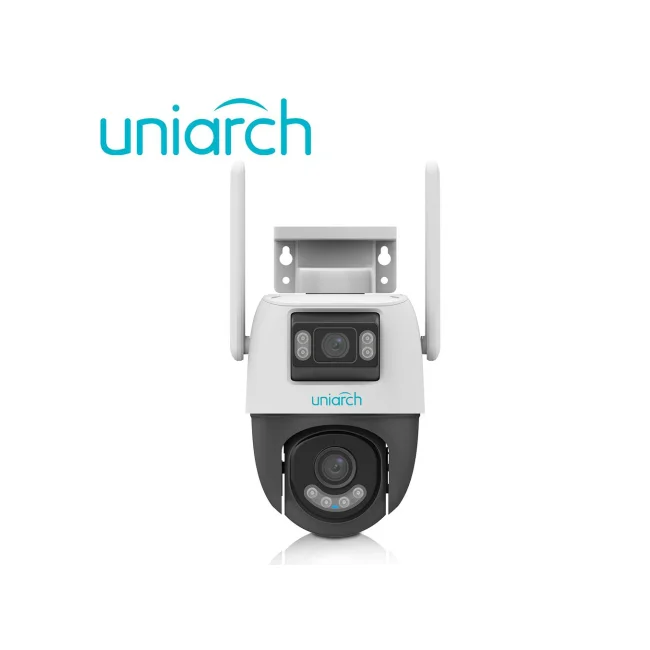 Cámara IP PTZ Wifi Uniarch (Uho-P2S-M33F34) 3MP+3MP / Lente Fijo / IR30M / MicroSD 512GB / Micrófono + Altavoz / IP66 / Ultra265 / Exterior