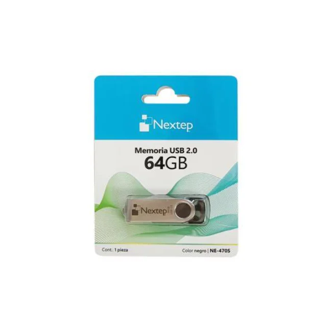 MEMORIA USB NEXTEP 2.0 DE 64GB TWIST COLOR NEGRO NE-470S