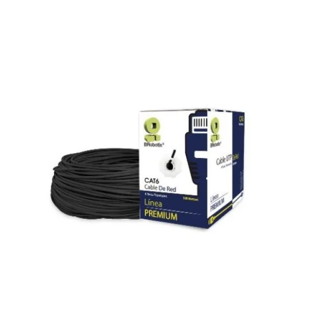 BOBINA CAT6 PARA EXTERIORES CCA UTP NEGRO, 100 metros