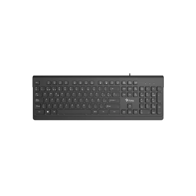 Teclado Alambrico Stylos Membrana 100% 104 Teclas Conexión USB A 1.5m Negro