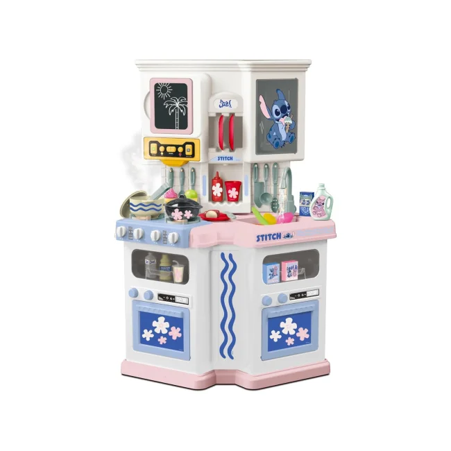 Disney Set Grande Cocinita Stitch Con Luz Sonido Y Agua Azul Claro
