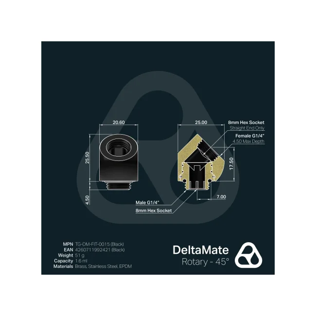 THERMAL GRIZZLY DELTAMATE ADAPTADOR ROTATIVO 45° NEGRO image 6
