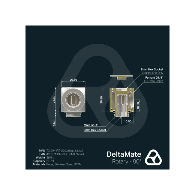 THERMAL GRIZZLY DELTAMATE ADAPTADOR ROTATIVO 90° NÍQUEL MATE image 6