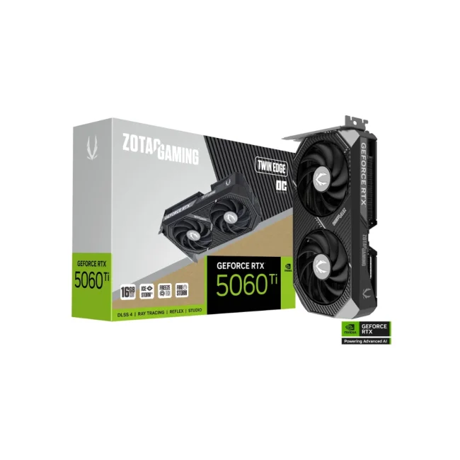 TARJETA DE VIDEO ZOTAC GAMING GEFORCE RTX 5060 TI 16GB TWIN EDGE OC, GDDR7, 128BIT, PCIE 5.0