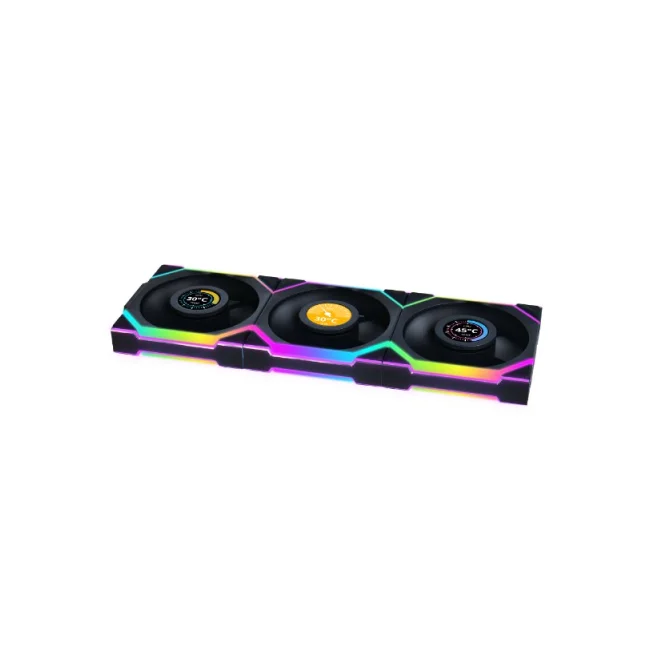 KIT 3 VENTILADORES LIAN LI UNIFAN TL LCD BLACK WIRELESS 120MM