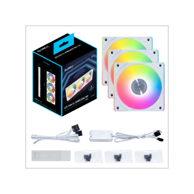 KIT 3 VENTILADORES LIAN LI UNIFAN CL WHITE RGB C/ CONTROL INAL. WIRELESS 120MM