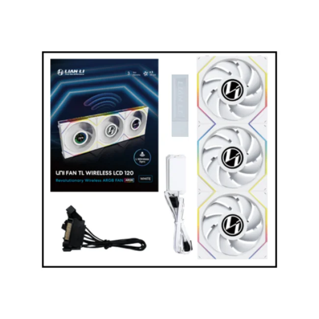 KIT 3 VENTILADORES LIAN LI UNIFAN TL WHITE RGB WIRELESS 120MM