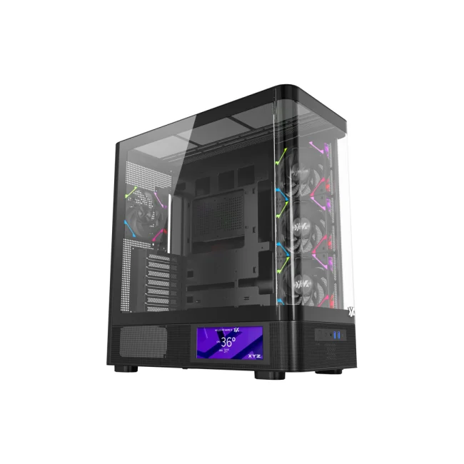 GABINETE XYZ QUANTUM PRO 4 VENT 120*140MM PANTALLA LATERAL, CRIST TEMP CURVEADO ATX BLACK