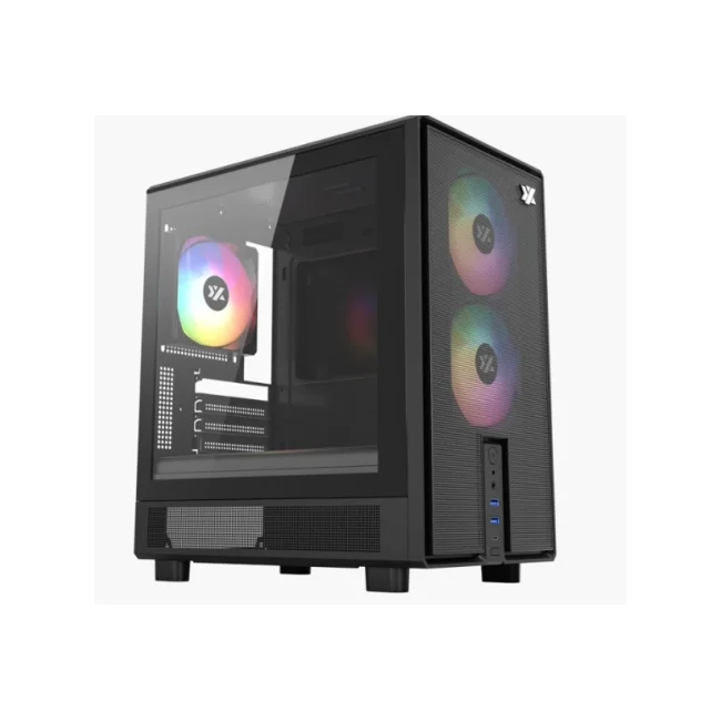 GABINETE  XYZ ATOM 2 VENT *120MM ARGB CRIST TEMP/ MALLA ATX BLACK