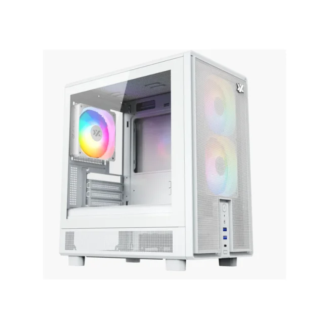 GABINETE  XYZ ATOM 2 VENT *120MM ARGB CRIST TEMP/ MALLA ATX WHITE