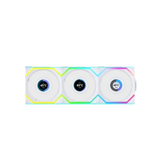 KIT 3 VENTILADORES LIAN LI UNIFAN SL LCD WHITE WIRELESS 120MM ARGB