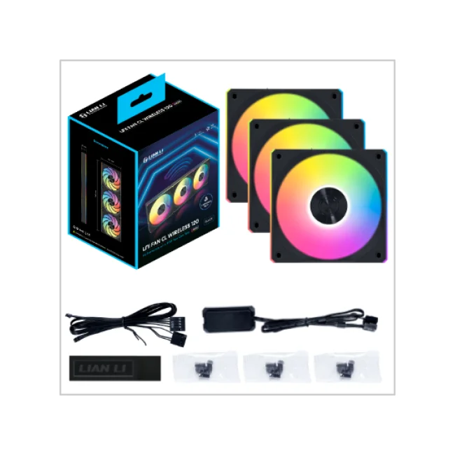 KIT 3 VENTILADORES LIAN LI UNIFAN CL BLACK RGB C/ CONTROL INAL. WIRELESS 120MM