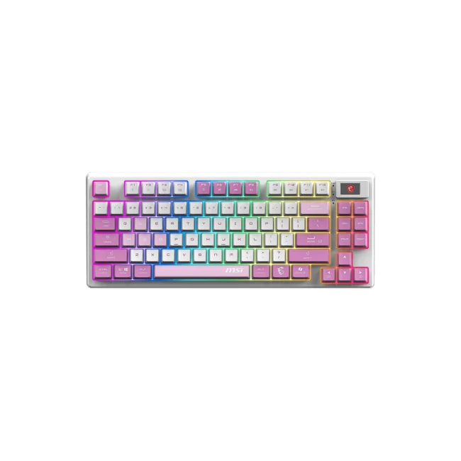 MSI FORGE GK600 TKL WIRELESS VIOLET teclado Juego USB + Bluetooth QWERTY Inglés del Reino Unido Rosa, Violeta, Blanco