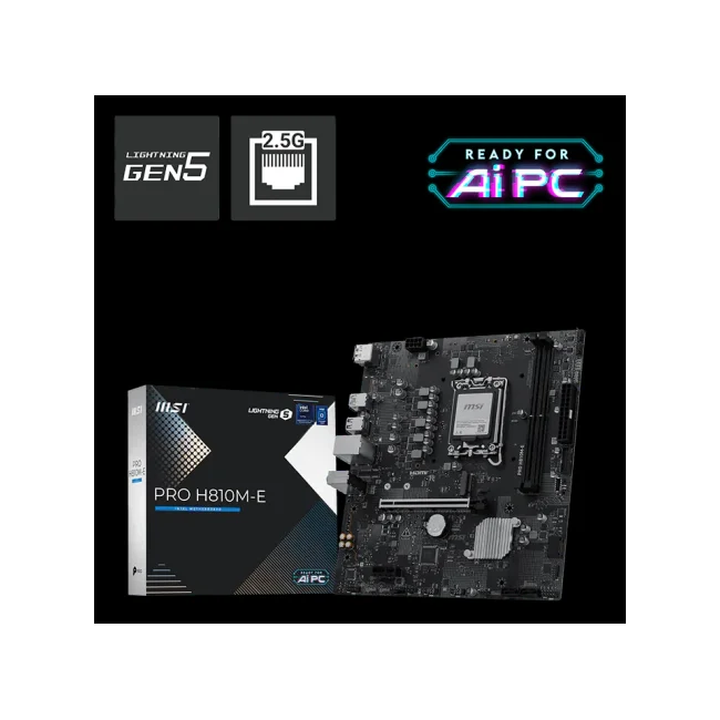 Tarjeta Madre MSI PRO H810M-E socket 1851 Ultra Series 2 2xDDR5 6400Mhz 1xDP 1xHDMI