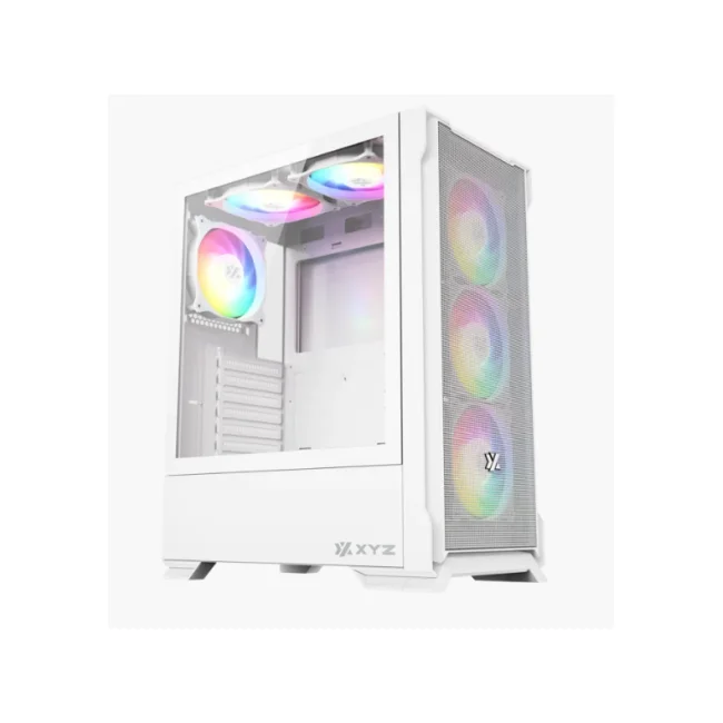 GABINETE XYZ AIRONE 300-X MESH 6 VENT *120MM ARGB CRIST TEMP/ MALLA ATX WHITE