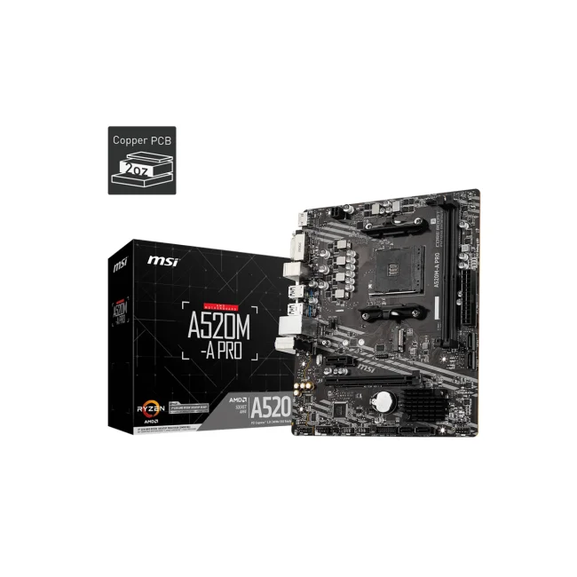 MSI A520M-A PRO placa base AMD A520 Enchufe AM4 Micro ATX