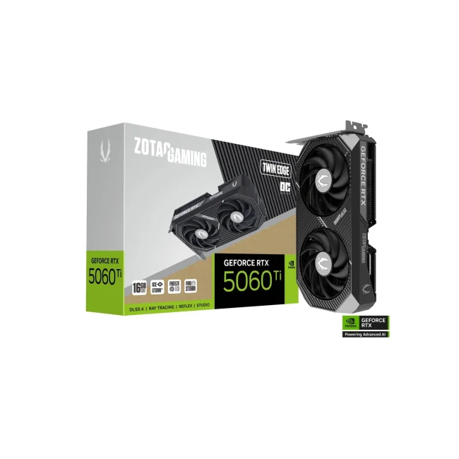 TARJETA DE VIDEO ZOTAC (ZT-B50620H-10M) RTX 5060TI TWIN EDGE OC 16GB GDDR7,2602 MHZ,PCIE 5,HDMI,3*DP,2*FAN