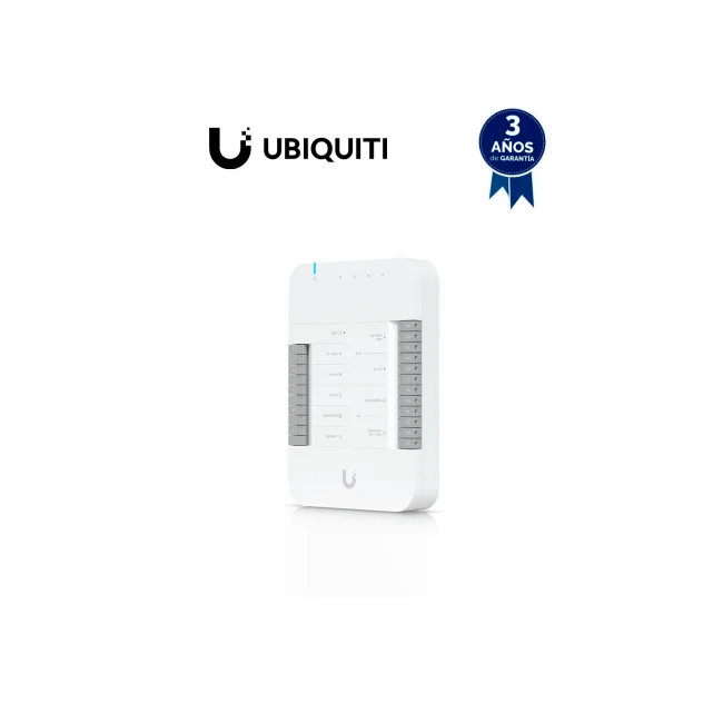 UBIQUITI UA-HUB-Door - Panel de Control de Acceso , 2 Terminales Auxiliares para Sirenas o Apertura de Puertas , 4 Entradas Adicionales para Botones & Sensores , Conexión PoE++ , Conexión de hasta 2 lectoras UniFi y 1 Camara UniFi Protect