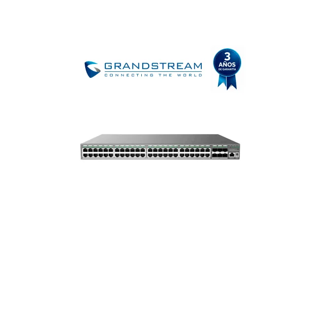 GRANDSTREAM GWN7806PL Pro - Switch administrable Capa 2+ Empresarial/ 48 puertos Gigabit PoE 802.3af/at/ 6 SFP+ 10G/ Presupuesto PoE 400W/ Capacidad 216 Gbps/ VLAN, QoS, ARP Inspection y anti-DoS/ Gestión GWN.Cloud y GWN Manager