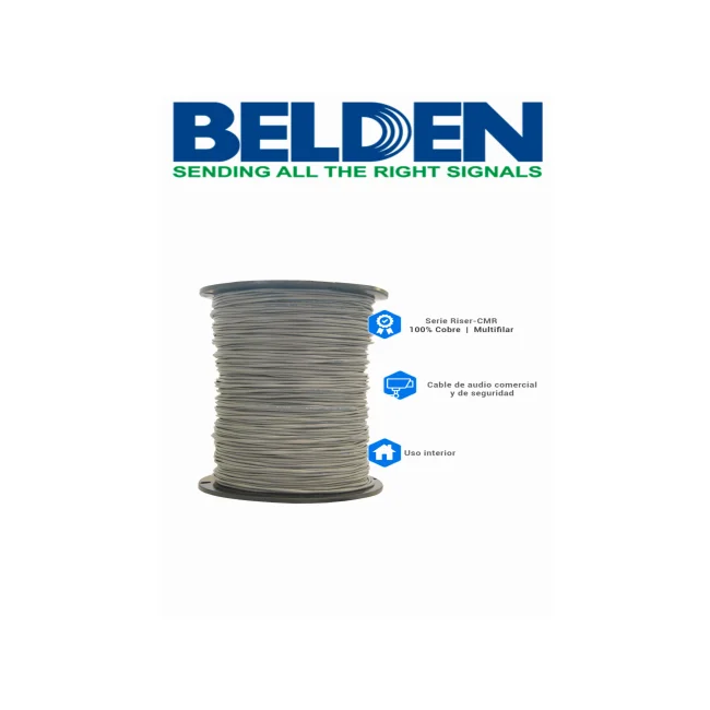 BELDEN 5300UE0081000 - Cable de alarma/ 2 Conductores / Calibre 18 AWG/ 305 Metros / Recomendable para control de acceso / Videoportero / Audio/ COLOR GRIS