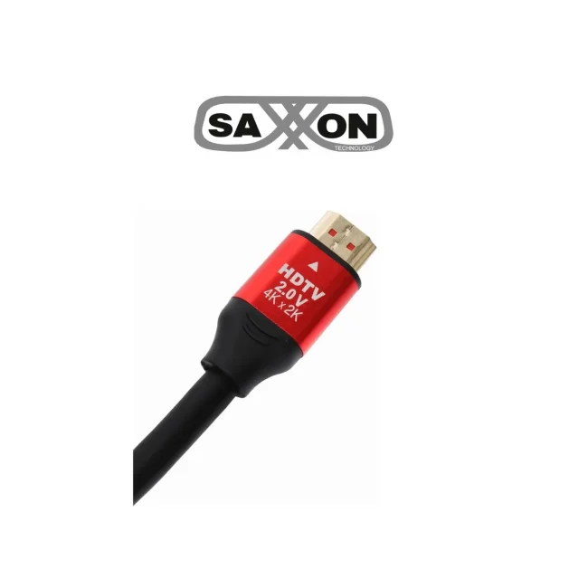 SAXXON HDMI-OF150 - Cable HDMI de 15 Metros por Fibra Óptica 4K@60Hz / Fibra 4 hilos + 7 hilos cobre estañado / Compatible con HDMI 2.0 / Alta velocidad 18 Gbps / 3D / HDR / Caja de Aleación de Zinc / Calidad Premium