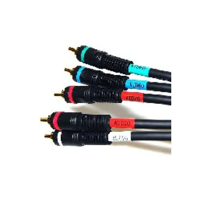 CABLE RCA PARA VIDEO PREMIUM 3-3 + 2-2 AUDIO NEGRO, 1.85 m