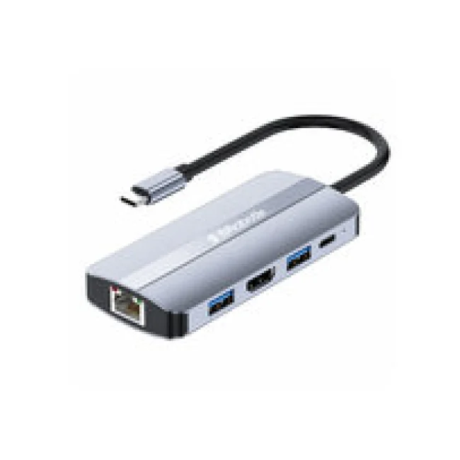 DOCKING 9 EN 1: CONECTOR USB TIPO C A HDMI 4K30HZ, USB V3.0x3, SD/TF, RJ45 Y USB TIPO Cx2