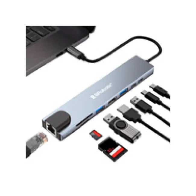 BRobotix 6000700 base para laptop o replicador de puertos USB 3.2 Gen 1 (3.1 Gen 1) Type-C Plata image 2