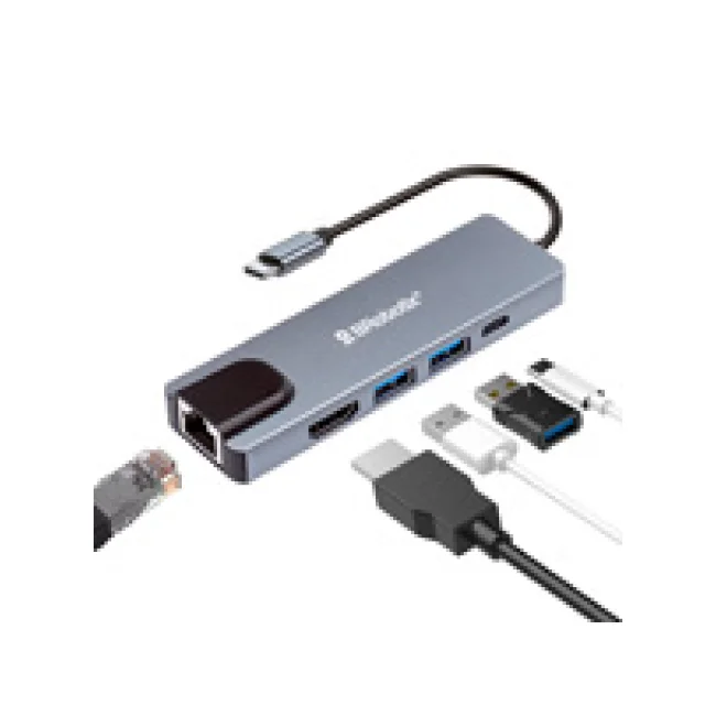 BRobotix 6000694 base para laptop o replicador de puertos USB 3.2 Gen 1 (3.1 Gen 1) Type-C Plata