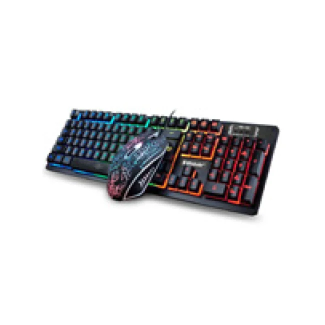 TECLADO Y RAT&Oacute;N USB, RGB, COMBO NEGRO