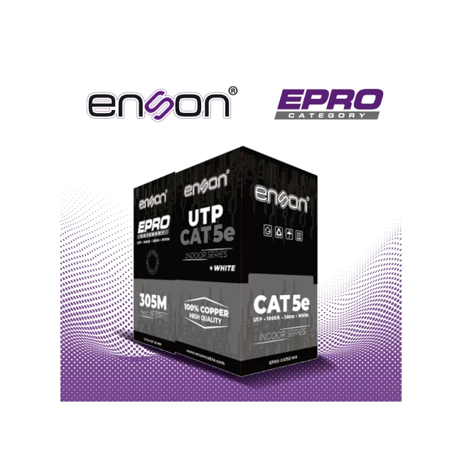CABLE UTP CAT5E BLANCO ENSON EPRO-CAT5E-WH / FORRO PVC CM / 4 PARES / CALIBRE 24 AWG / 100% COBRE / USO INTERIOR / BOBINA 1000 PIES / 305 METROS / CERTIFICACION UL