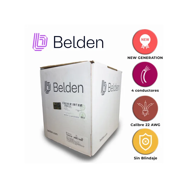 CABLE DE SEGURIDAD Y SONIDO BELDEN 5502UE 008U1000 / INTERIOR / GRIS / 4 CONDUCTORES / 22 AWG / MULTIFILAR / FORRO PVC / CMR / EN CAJA / 1,000 PIES 305 METROS