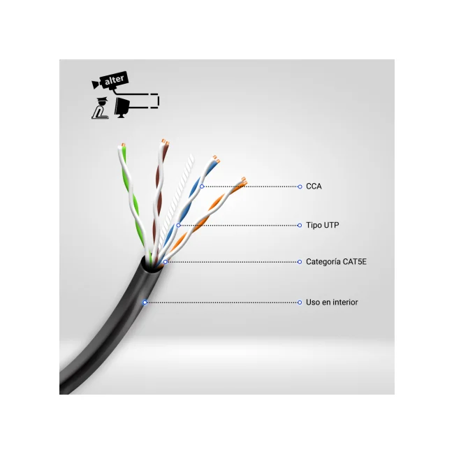 CABLE UTP CAT5E MAXICABLE NEGRO RECUBRIMIENTO DE COBRE CCA 305 MTS PARA APLICACIONES DE CCTV Y REDES DOMESTICAS, CUBIERTA PVC image 3