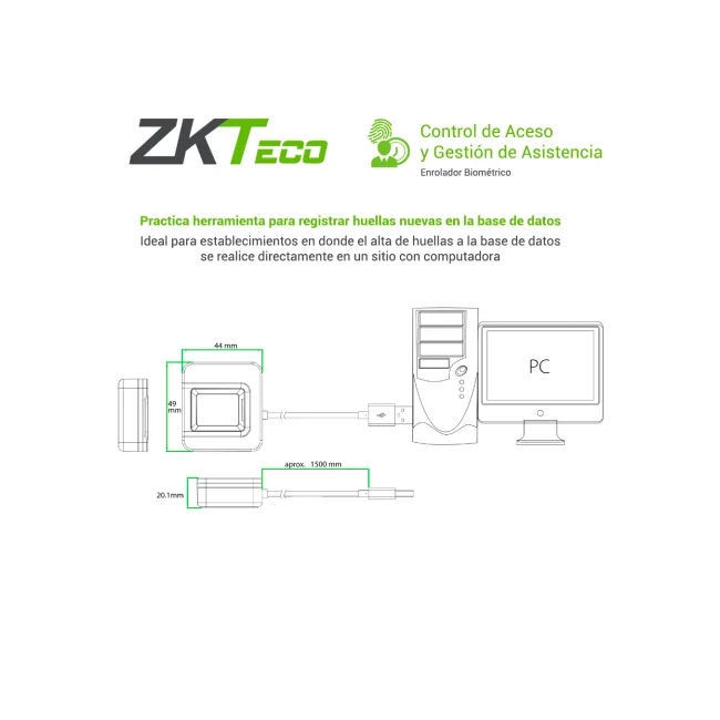 ZKTECO SLK20R - Enrolador de Huella Digital por USB / SILK ID / Conexión de Alta Velocidad USB 2.0 image 8