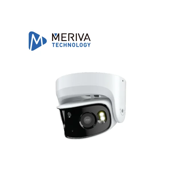 CAMARA IP PANORAMICA 180 GRADOS MERIVA TECHNOLOGY MPC-204 / 8 MP / H.265S / 2 LENTES 3.5MM / 20M IR / IP67 / IK10 / METALICA / 12 VCD / POE / SOPORTA MICRO SD HASTA 256 GB (NO INCLUIDA) / 1 ENTRADA + 1 SALIDA DE AUDIO / 1 ENTRADA + 1 SALIDA DE ALARMA / MICROFONO OMNIDIRECCIONAL / SPEAKER INTEGRADO / MIA 2.0 / ONVIF /  RECONOCIMIENTO DE ROSTRO INTEGRADO
