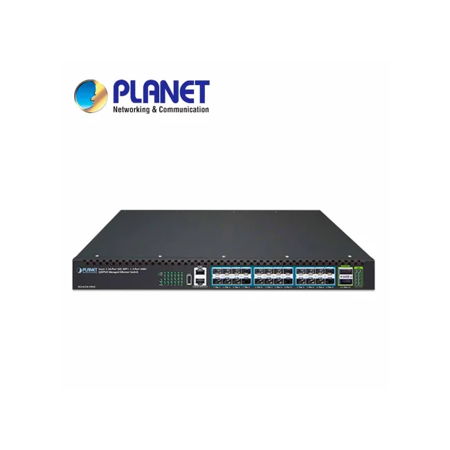 SWITCH ADMINISTRABLE L3 10G XGS-6350-24X2C PLANET 24 PUERTOS 10G SFP+ / 2 PUERTOS 100/40G QSFP28 / 800 GBPS NON BLOCKING / L3 RIP ROUTING / L3 OSPF ROUTING