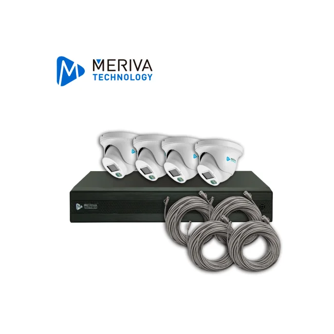 KIT DE VIDEOVIGILANCIA IP MERIVA TECHNOLOGY MKIP2MP-4T-8P 4 CÁMARAS TURRET IP MTD-203D DE 2MP LUZ DUAL CON MICROFONO INTEGRADO MIA 2.0 VIDEO ESTRUCTURADO - NVR MNVR-1788-8P CON POE INTEGRADO 8 CANALES / MIA 2.0 / LPR / ALMACENAMIENTO HASTA 10TB - 8 POE