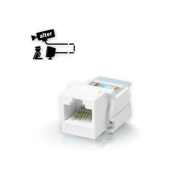 CONECTOR JACK RJ-45 / CAT 5E / COLOR BLANCO / TIPO KEYCONNECT / ARMADO SIN PINZAS.