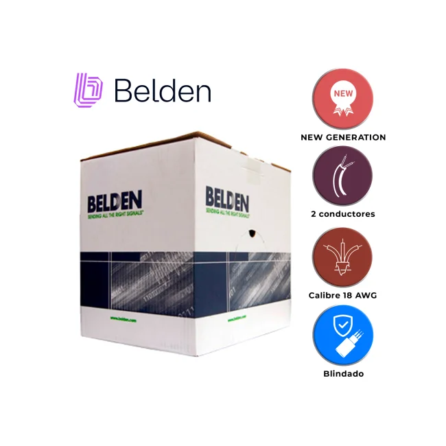 CABLE DE ALARMA CONTRA INCENDIOS BELDEN 5320FL 002U1000 / INTERIOR / ROJO / 2 CONDUCTORES / 18 AWG / SOLIDO / FORRO PVC / CMR - FPLR / BLINDADO / EN CAJA / 1,000 PIES 305 METROS image 3